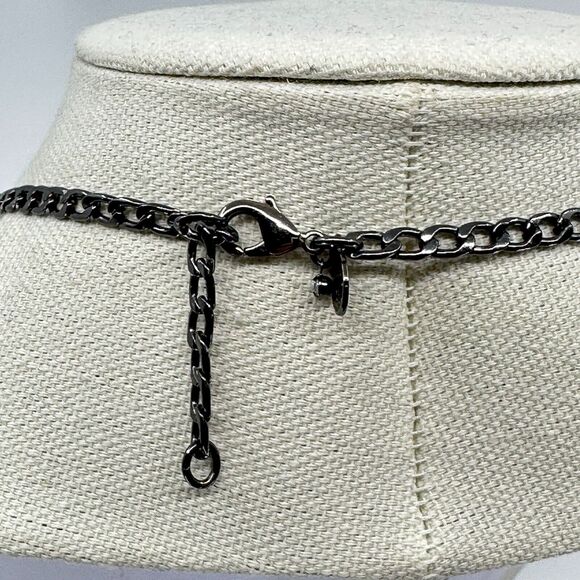 Express Necklace Statement Gray Blue Glitter Geometric Statement - Picture 6 of 12